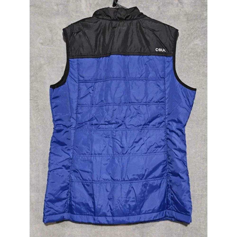 C-BUC Cutter & Buck Men's Quilted Blue, Black, and Gray Zip Vest XL